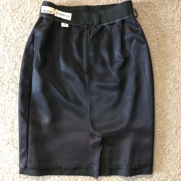 Vintage Barry Bricken Mark Shale Skirt 10 Linen Wool Pencil - Picture 9 of 11